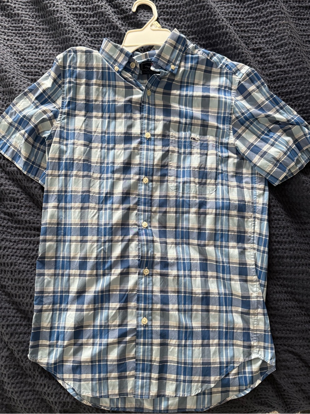 Vineyard Vines Boy's Short-Sleeve Plaid Button-Down Shirt - Blue/White